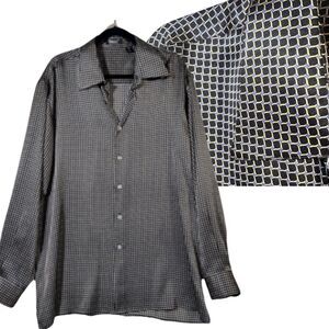 Mens Bernini Platinum Collection Italian Luscious Silk Satin Shirt 2XL XXL